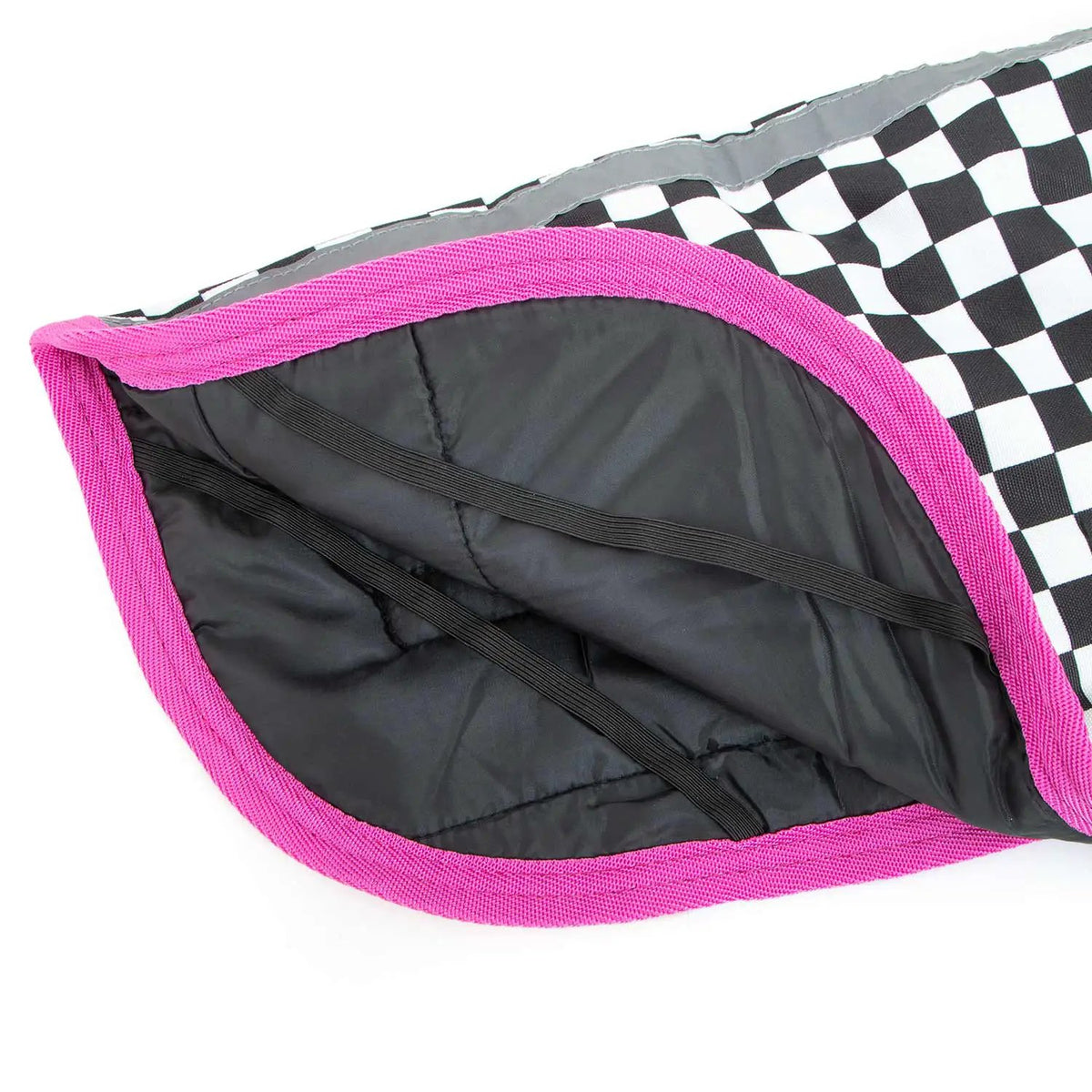 Jeffers Expression 600D Waterproof Ripstop Dog Coat with pink trim and checkered exterior
