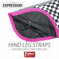 Cargar la imagen en la vista de la galería, Jeffers Expression 600D Waterproof Ripstop Dog Coat with pink trim and checkered exterior
