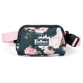 Load image into Gallery viewer, Jeffers Expressions navy floral fanny pack with pink adjustable strap.
