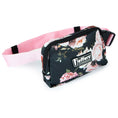 Load image into Gallery viewer, Jeffers Expression adjustable belt bag with floral black print and pink strap.
