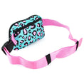 Load image into Gallery viewer, Jeffers Expression adjustable strap belt bag, turquoise leopard print with pink strap

