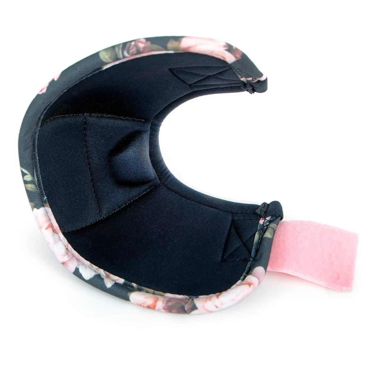 Jeffers Expression No-Turn Bell Boots for Horses, pair, navy nylon with floral outer and pink Velcro strap