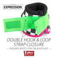 Bild in Galerie-Betrachter laden, Jeffers Expression No-Turn bell boots for horses, nylon; neon green strap with pink edge and checker trim, pair
