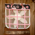 Load image into Gallery viewer, Jeffers Expression Horse Fan Bag with pink floral fabric and pink straps, showing a white fan inside a wire mesh cage.
