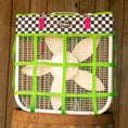 Load image into Gallery viewer, Jeffers Expression Horse Fan Bag with neon-green straps and black-and-white checkered pattern
