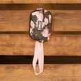 Load image into Gallery viewer, Jeffers Expression adjustable strap belt bag with black floral print and pink strap

