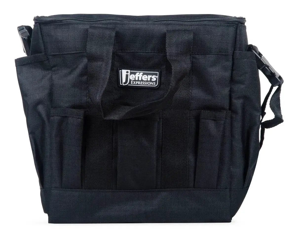 Jeffers Expressions Deluxe horse grooming bag, black nylon with adjustable strap