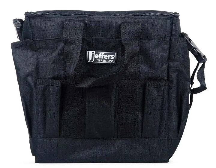 Jeffers Expressions Deluxe horse grooming bag, black nylon with adjustable strap