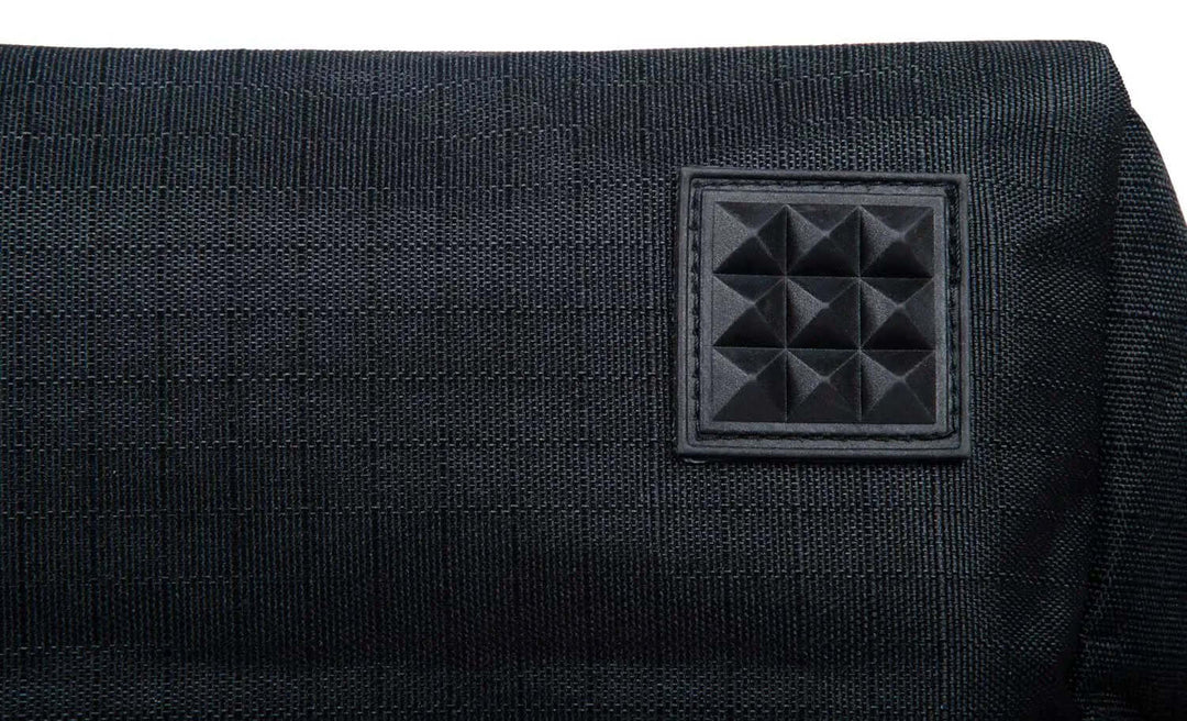 Jeffers Expression Deluxe Horse Grooming Bag, black fabric with square stud patch, adjustable strap