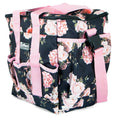 Load image into Gallery viewer, Jeffers Expression Deluxe Horse Grooming Bag with Adjustable Strap in navy floral print and pink straps
