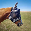 Bild in Galerie-Betrachter laden, Jeffers Expression Deluxe Mesh Horse Fly Mask with Ears, black-and-white checkered pattern
