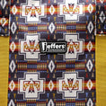 Load image into Gallery viewer, Jeffers Expression Nylon Gear Bag; navy multicolor geometric print with yellow side panels, brand badge visible.
