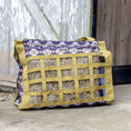Load image into Gallery viewer, Jeffers Expression Extend-Feed Hay Bag for Horses & Livestock, purple/white patterned exterior with tan straps
