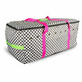 Bild in Galerie-Betrachter laden, Jeffers Expression Full Hay Bale Tote Bag with black-and-white checkered pattern and pink straps
