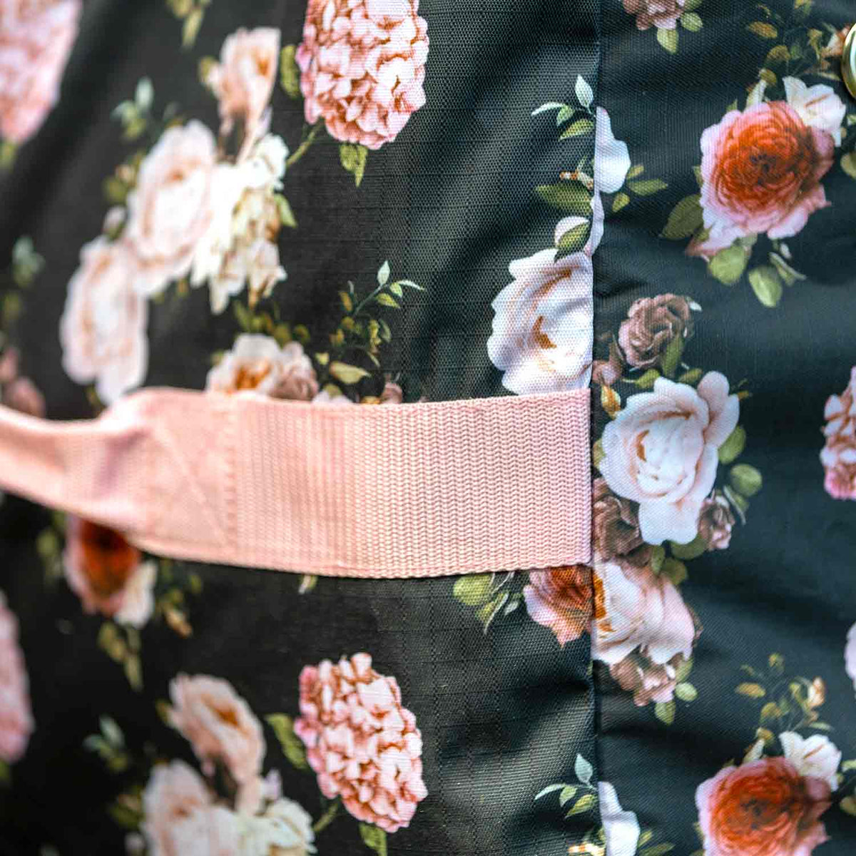 Jeffers Expression Full Hay Bale Tote Bag with pink strap and floral print.