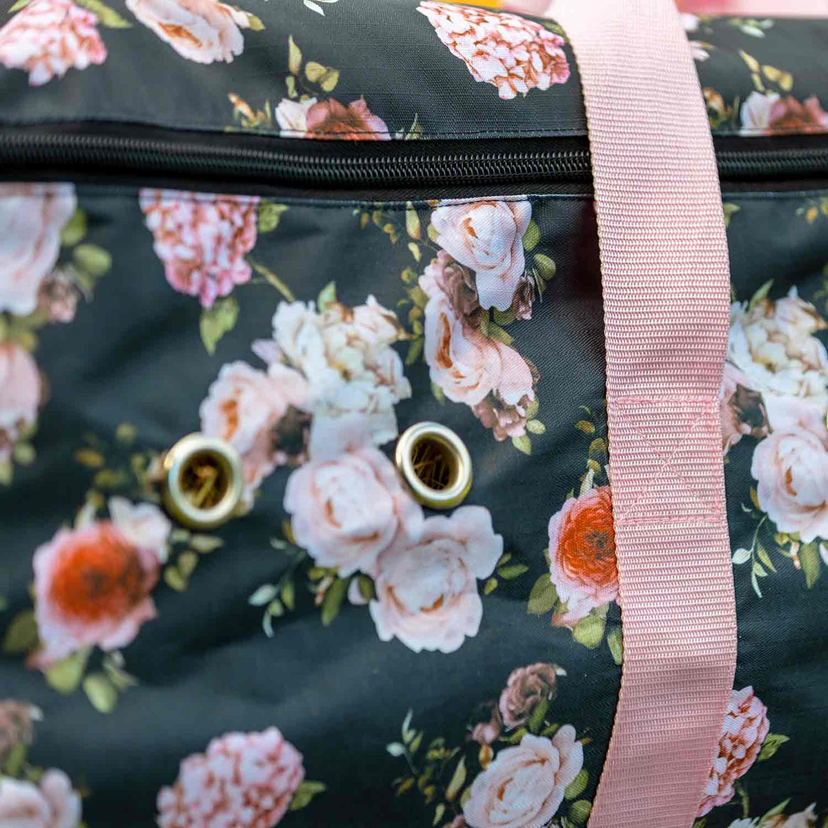 Jeffers Expression Full Hay Bale Tote Bag with floral print fabric and pink strap