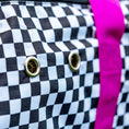 Bild in Galerie-Betrachter laden, Jeffers Expression Full Hay Bale Tote Bag in black-and-white checkered fabric with pink strap
