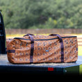 Bild in Galerie-Betrachter laden, Jeffers Expression Full hay bale tote bag in orange sunflower print with dark purple straps
