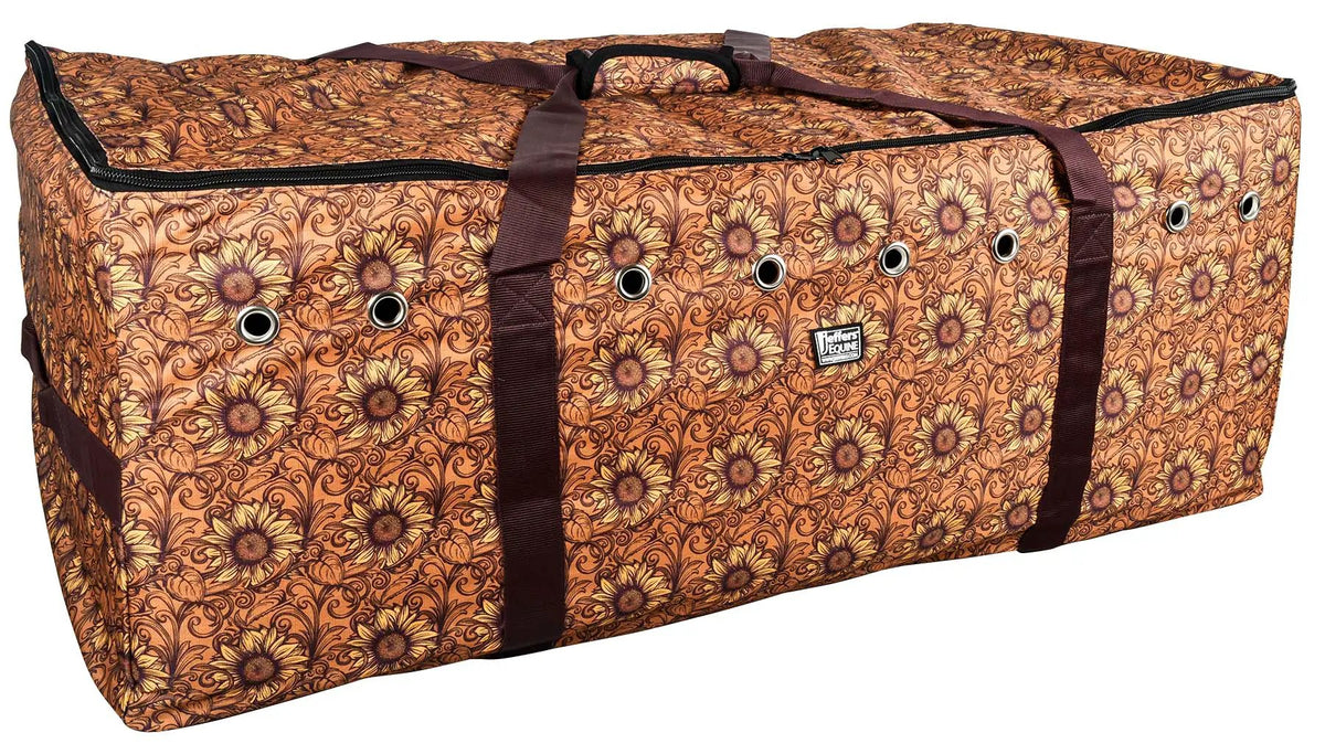 Jeffers Expression Full Hay Bale Tote Bag, sunflower print, durable livestock feed carrier