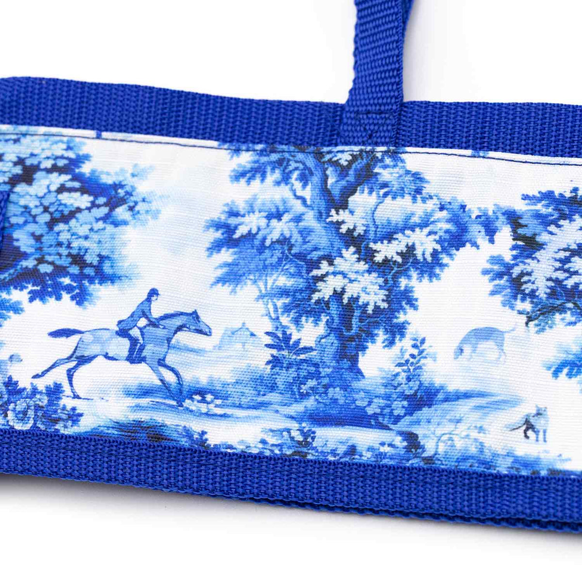 Jeffers Expression Horse Fan Bag; blue and white toile print with durable blue webbing handles