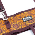 Load image into Gallery viewer, Jeffers Expressions Horse Fan Bag with orange sunflower print and burgundy straps and metal hardware
