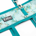 Load image into Gallery viewer, Jeffers Expressions Horse Fan Bag with turquoise fabric, teal straps, and gold marbled accents.
