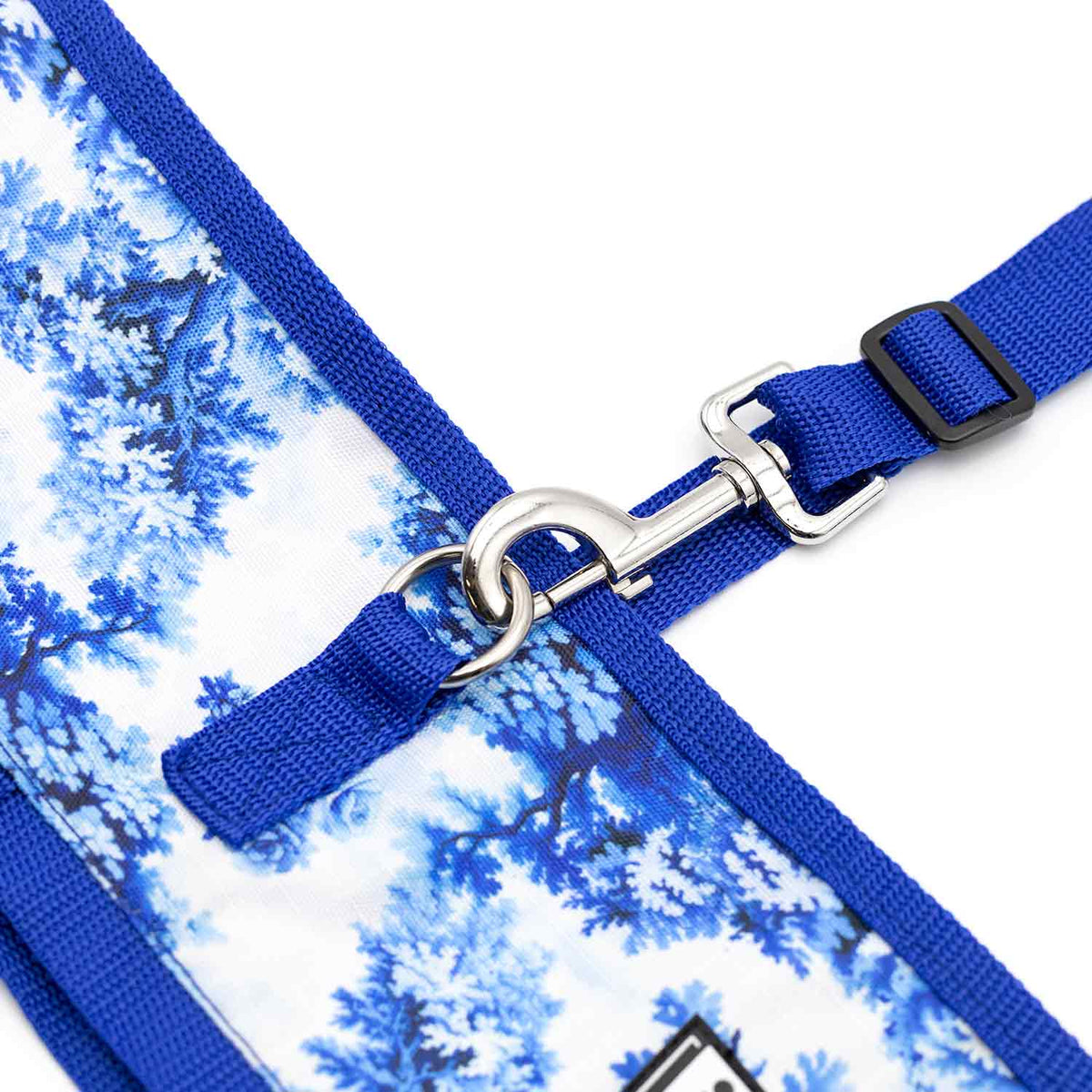 Jeffers Expression Horse Fan Bag with blue patterned fabric, blue webbing strap, and silver hardware