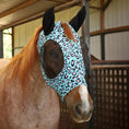 Bild in Galerie-Betrachter laden, Jeffers Expression Lycra Horse Fly Mask with Ears, turquoise leopard print with black ears
