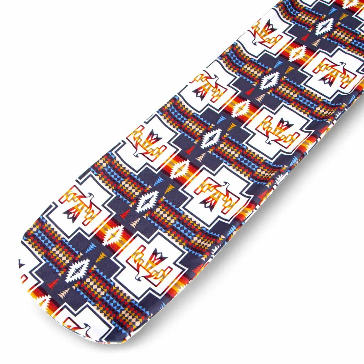 Jeffers Expression Lycra Horse Tail Bag, 24-inch long, navy with red and orange geometric print.
