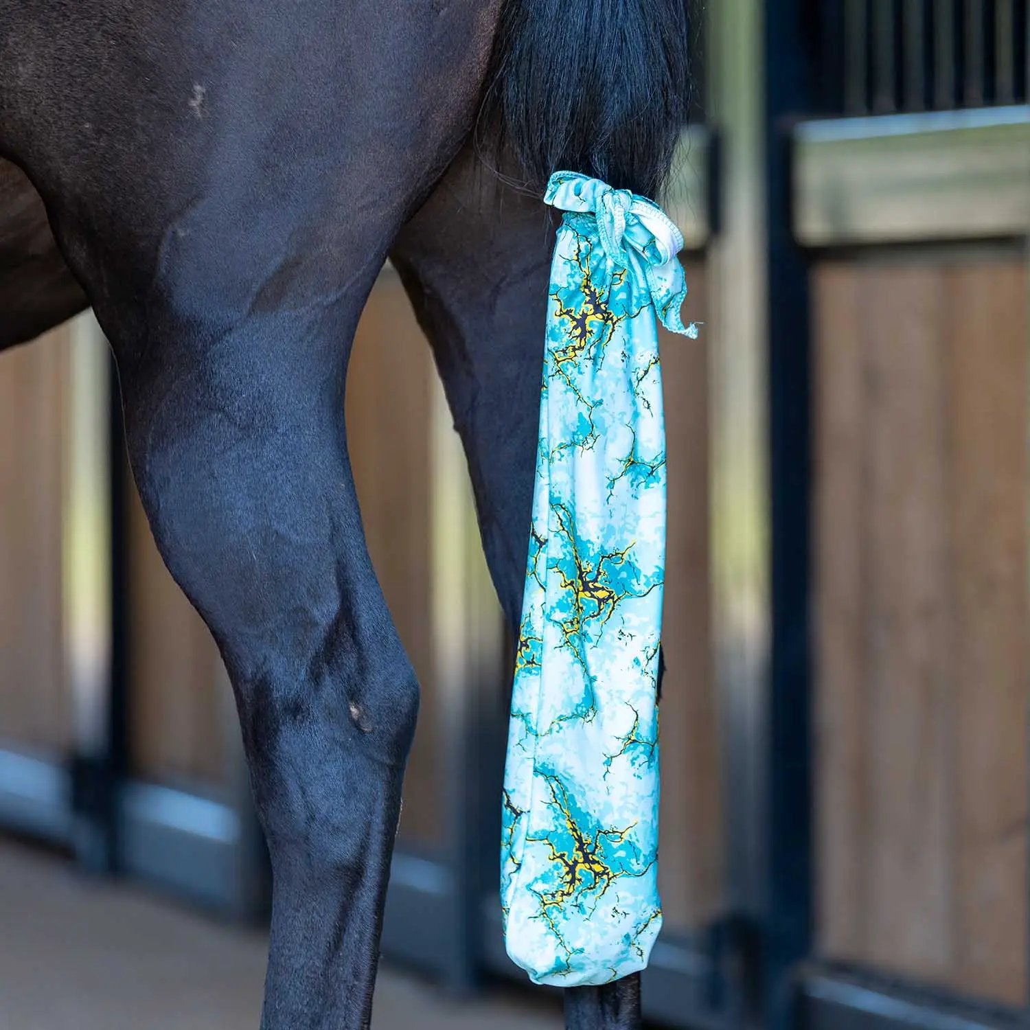 Jeffers Expression Lycra Horse Tail Bag, 24 inches long, turquoise marbled fabric.