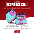 Bild in Galerie-Betrachter laden, Jeffers Expressions No-Turn Bell Boots for horses, turquoise with purple trim, pair
