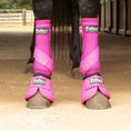 Load image into Gallery viewer, Jeffers Expressions neon pink horse boots on both front legs
