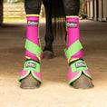 Load image into Gallery viewer, Jeffers Expressions neon pink protective boots for horses with lime green straps, pair
