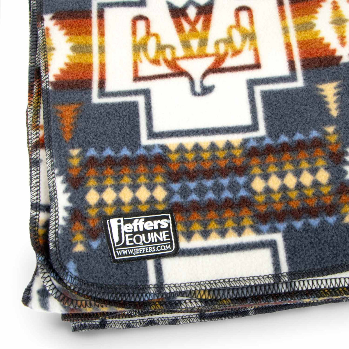 Jeffers Expression Oversized Fleece Throw Blanket in navy with geometric southwestern print