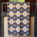 Load image into Gallery viewer, Jeffers Expression oversized fleece throw blanket in navy with white geometric crosses and orange accents
