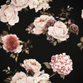 Load image into Gallery viewer, Jeffers Expression Pony turnout blanket with pink rose floral pattern on black background
