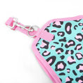 Load image into Gallery viewer, Jeffers Expression Top Loading Hay Bag, 600 Denier; pink strap and teal leopard-print body.
