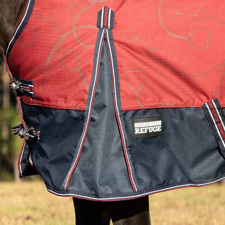Jeffers Poplar Head Uniquely English 1200D High Neck Turnout Blanket, 240g, Merlot Snaffles and Irons