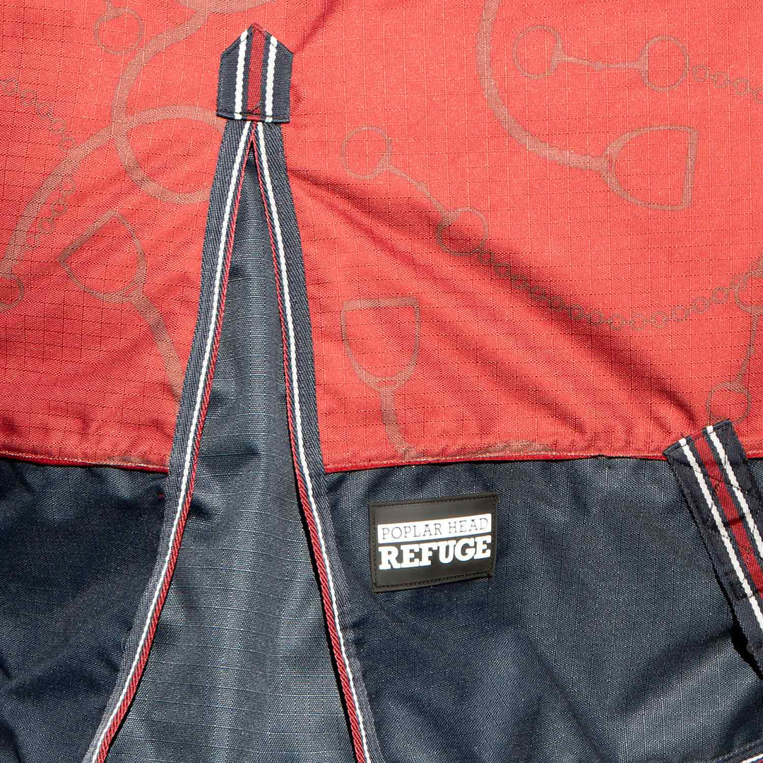 Jeffers Poplar Head Uniquely English 1200D High Neck Turnout Blanket, 240g, Merlot Snaffles and Irons