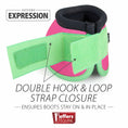 Bild in Galerie-Betrachter laden, Jeffers Expression Neon No-Turn Bell Boots for Horses, pink and lime green with double hook-and-loop closure
