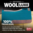 Bild in Galerie-Betrachter laden, Jeffers WoolLuxe 100% wool equine saddle pad in teal with brown leather trim, cushioned and breathable.

