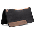 Bild in Galerie-Betrachter laden, Jeffers WoolLuxe saddle pad, black quilted wool with tan leather trim and logo patch
