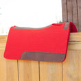 Bild in Galerie-Betrachter laden, Jeffers WoolLuxe 100% Wool Equine Saddle Pad in red with brown leather trim, cushioned, shock-absorbing, breathable
