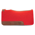 Bild in Galerie-Betrachter laden, Saddle pad by Jeffers WoolLuxe, red 100% wool with brown leather trim and embossed logo.

