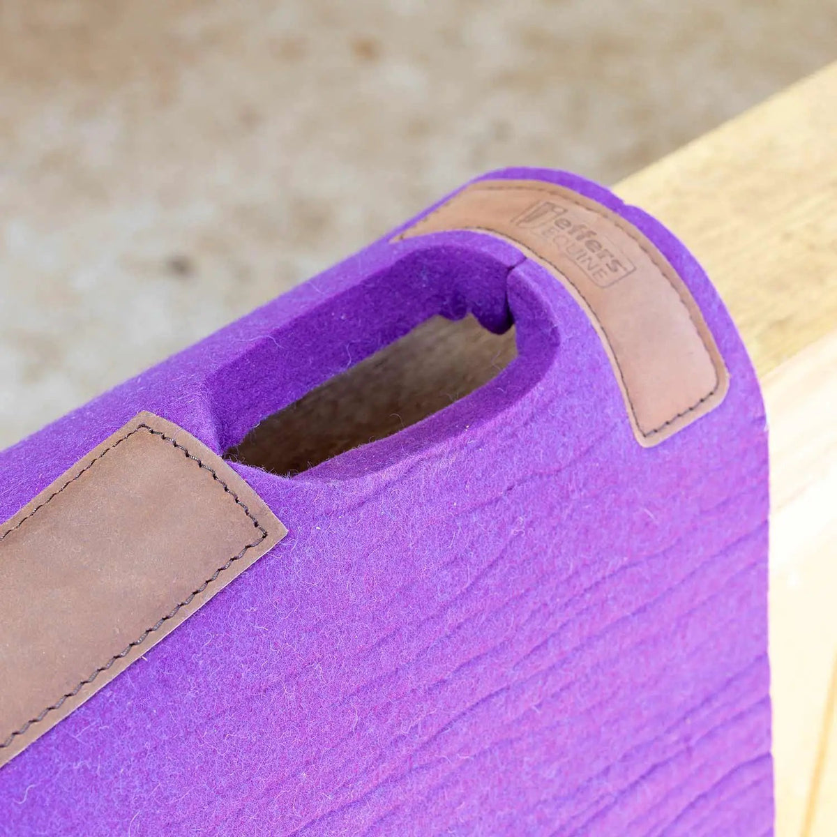 Jeffers WoolLuxe 100% Wool saddle pad, purple with tan leather patches