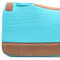 Bild in Galerie-Betrachter laden, Jeffers WoolLuxe saddle pad, turquoise wool with brown leather trim, cushioned
