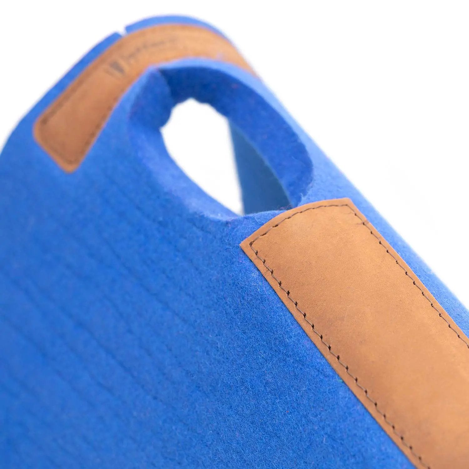 Jeffers WoolLuxe saddle pad, blue wool with tan leather patches