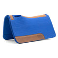 Bild in Galerie-Betrachter laden, Jeffers WoolLuxe 100% Wool equine saddle pad, blue with tan leather trim.
