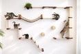 Gallery viewerに画像を読み込む, The Juggernaut cat condo by Catastrophic Creations on wall; wooden platforms, rope bridge, rope-wrapped post
