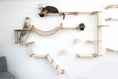 Gallery viewerに画像を読み込む, The Juggernaut wall-mounted cat condo by Catastrophic Creations; wooden platforms and rope bridge.
